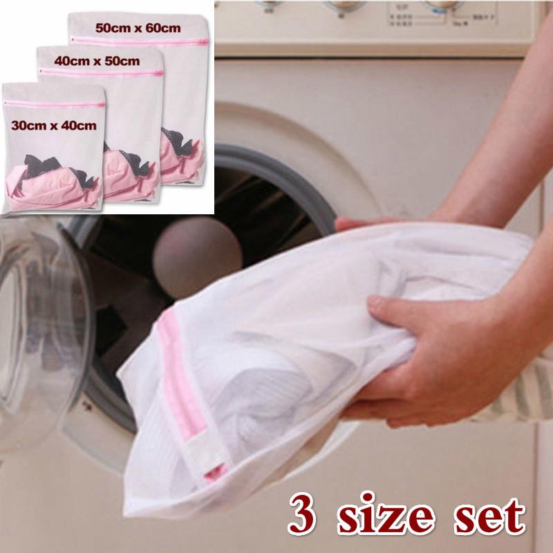 New 3 Size/set Zippered Mesh Laundry Wash Bags Foldable Delicates Lingerie Bra Socks Underwear Washing Household Supplies