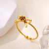 Exquisite Bow & Rose Rings For Women Gold Color Stainless Steel Opening Ring Handmade Daily Wear Jewelry Gift
