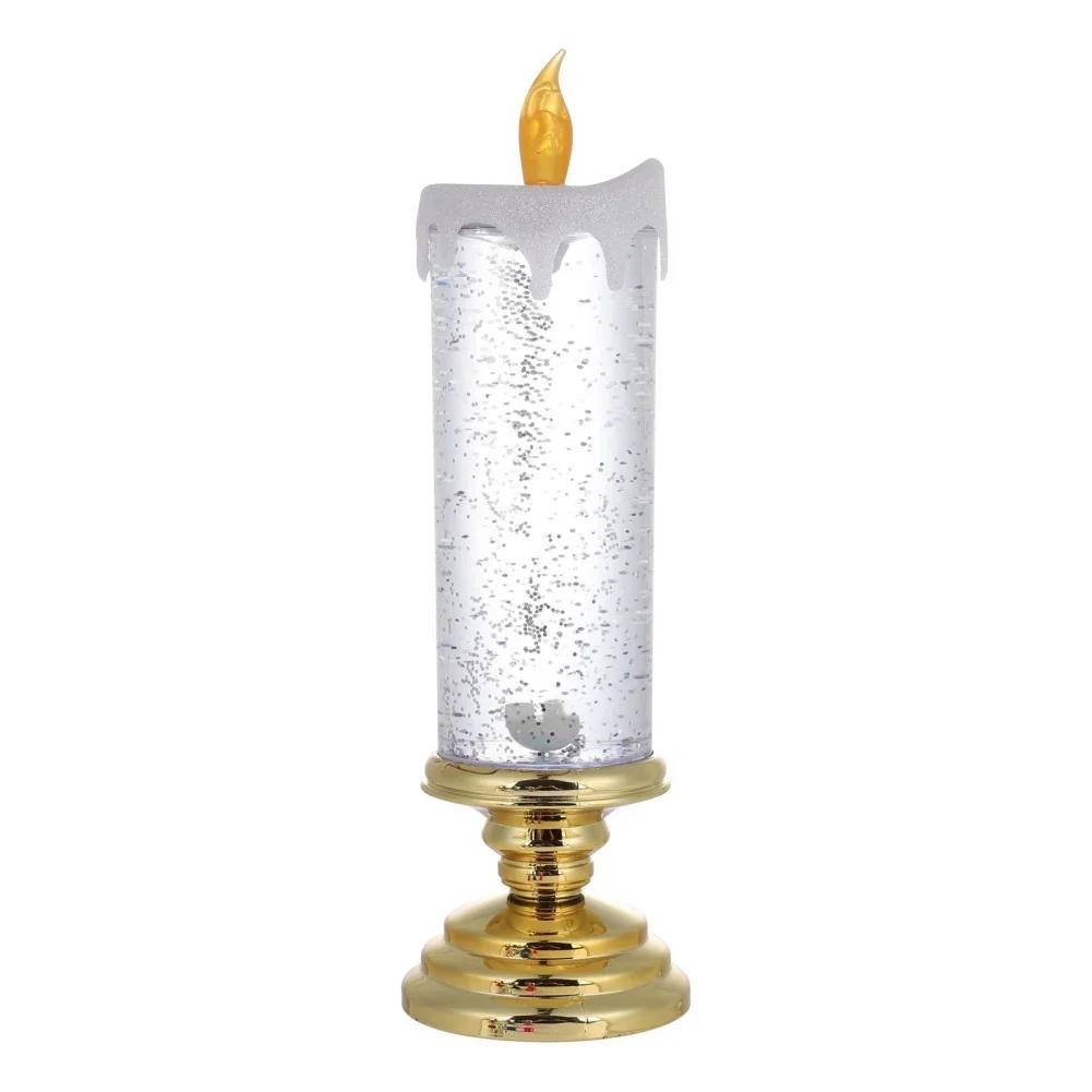 New LED Christmas Candle LED Flameless Candle Light Swirling Glitter Colorful Fantasy Crystal Night Lights Xmas Party Home Decor