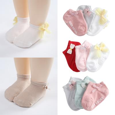 3 Paar Baby-Socken für Mädchen, einfarbig, für Kleinkinder, Baby-Bodensocken, weiche, rutschfeste Bootssocken