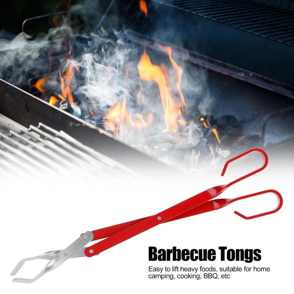 BBQ Charcoal Tongs Long Handle Aluminum Coal Clip Kitchen Grill Tongs Heat Resistant Barbecue Tool