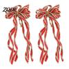 Hanging Bows for Christmas Trees 2 Pcs Velvet Bows, Shiny Bow Tree Decoration Vintage Style Topper Wreath, Garland, Xmas Party, Wedding, Baby Shower,