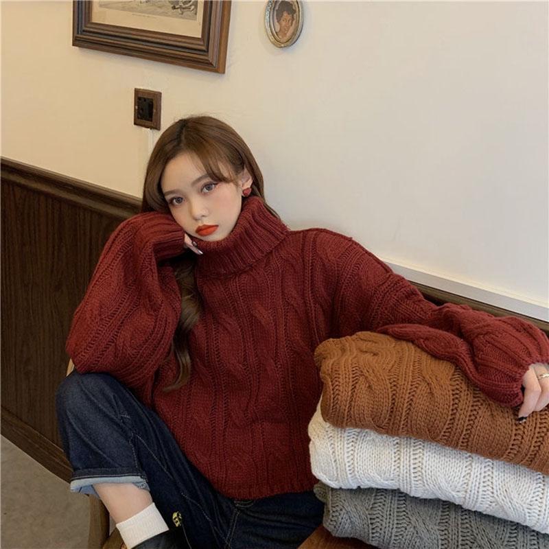 Autumn and Winter Jackets Solid Color Loose Casual Jacket Knitted Fashion Girls Sweater