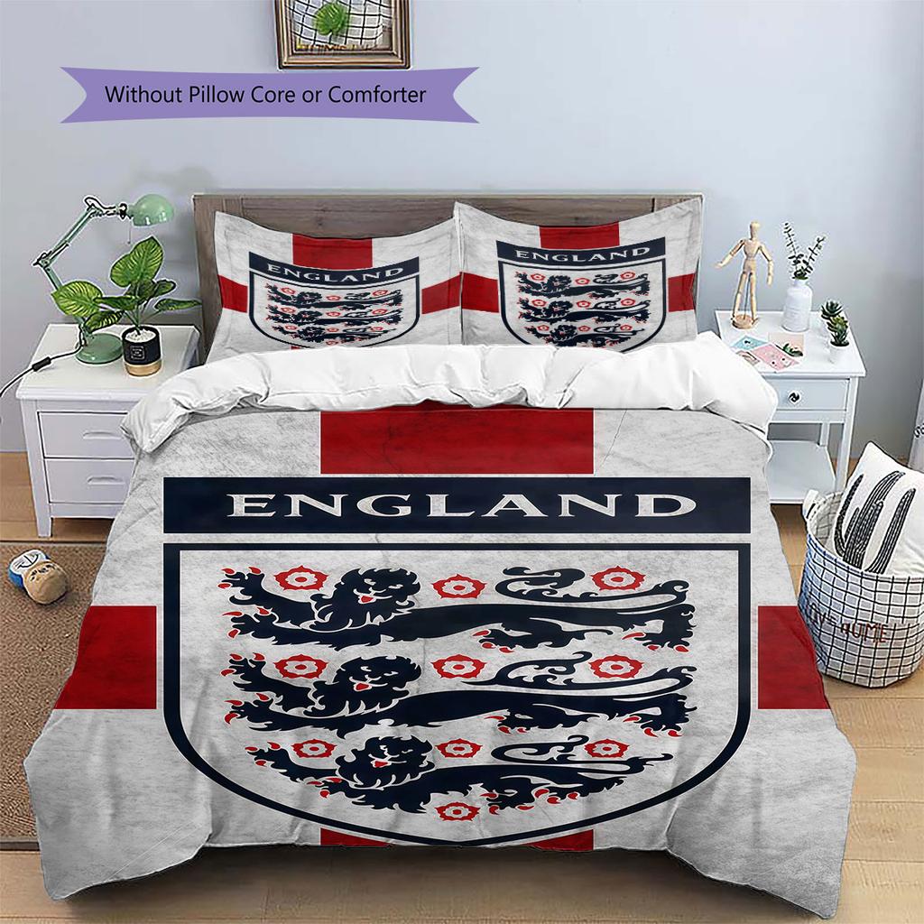 England National Football Team Pattern Bedding,Quilt Set Quilt Cover Pillowcase Home Birthday Gift(1 * duvet cover + 2 * pillowcase, without core)