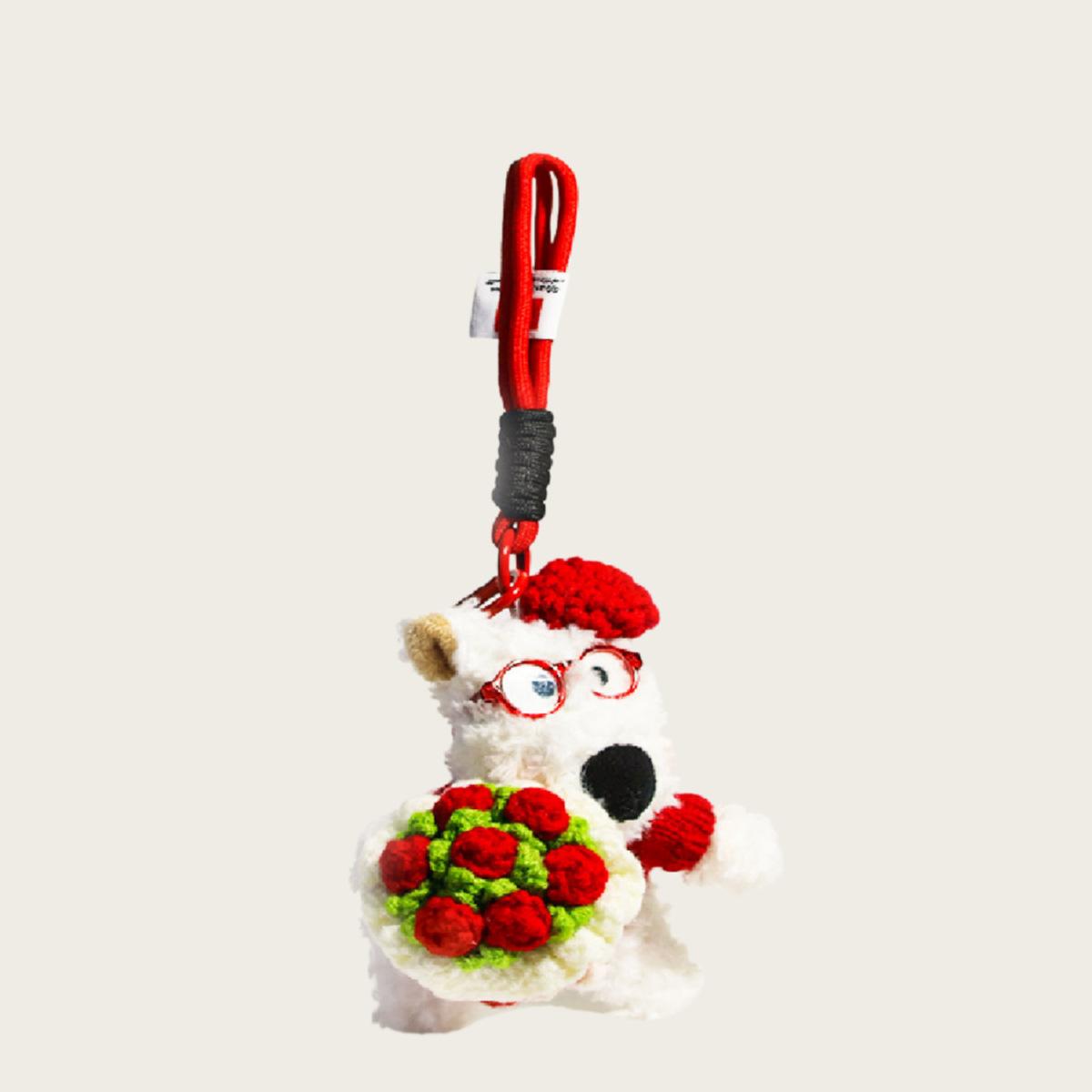 Cute West Highland Plush Doll Bag Pendant Bouquet Doll School Bag Backpack Pendant Couple Keychain Female красный
