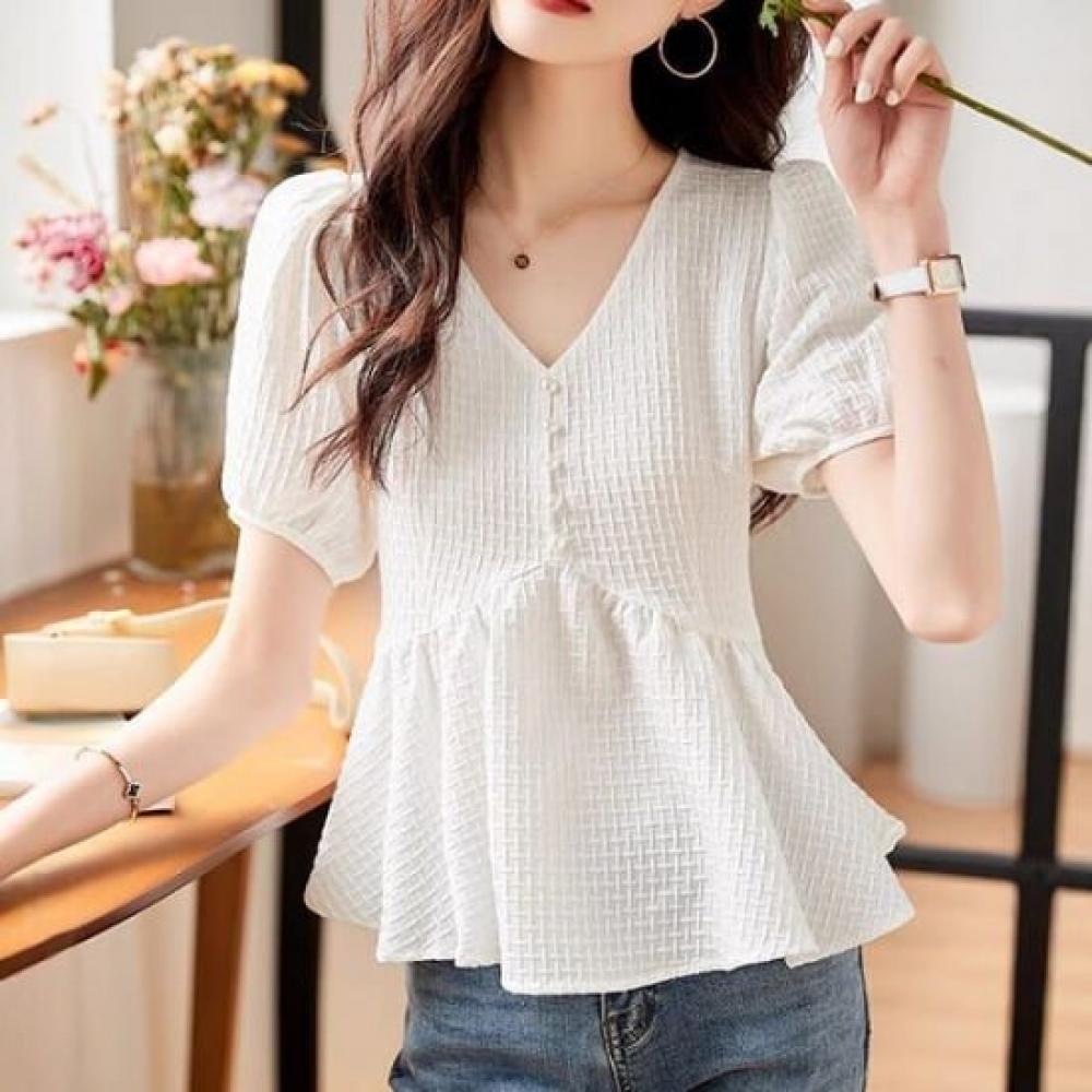 NaVaVa Women LoVely Short SleeVe V Neck Blouse Nb2560