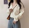 Women's Retro V-Neck Knitted Pullover Sweater - Soft Wool, Loose Fit, Autumn Style Jacket