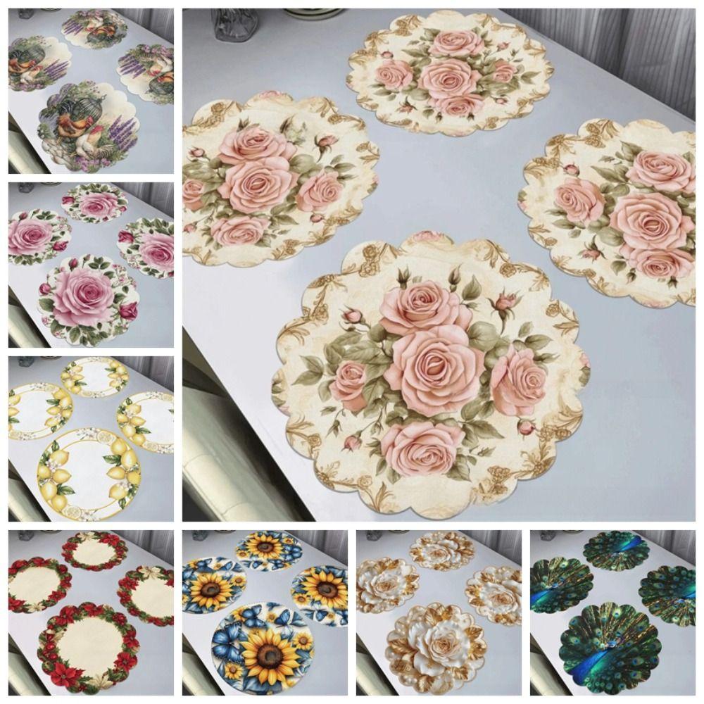 High Quality Flower Shaped Placemat Diatomaceous Mud Non-slip Place Mats Heat-Resistant Absorb Water Cup Coaster Kitchen