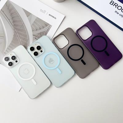Custodia magnetica trasparente ultrasottile per iPhone 16, 15, 14, 13, 12, 11 Pro Max, cover posteriore trasparente con ricarica wireless per iPhone 16.