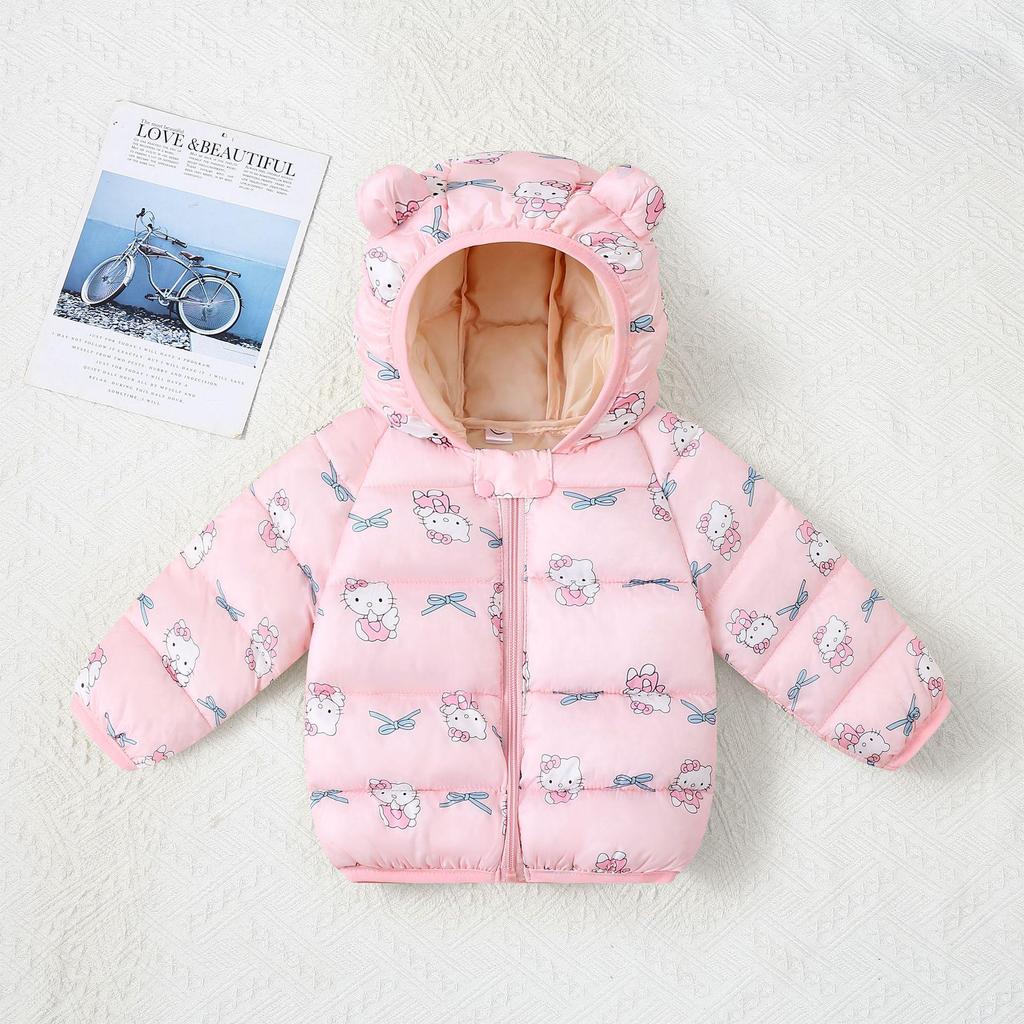 Children's Lightweight Autumn/Winter Cartoon Down Cotton Jacket for Boys and Girls - Small/Medium, Thickened Outerwear.