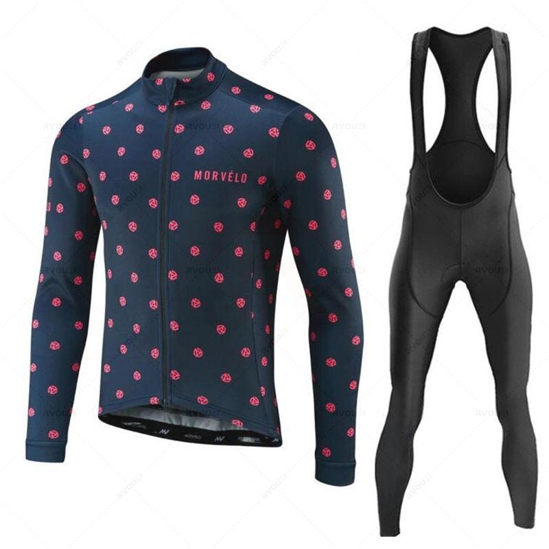 Morvelo Autumn T Men Long Sleeve Bike Clothing Uniform Maillot Ropa De Ciclismo Sports Bicycle Bib Pants 2026 Autumn Breathable Cycling Suit