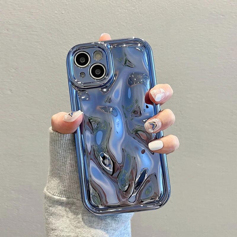 Luxury Glossy Laser Meteorite Texture Plating Case For iPhone 11 12 13 14 15 16 Pro Max XS XR 7 8 Plus  Fashion Shockproof Cover