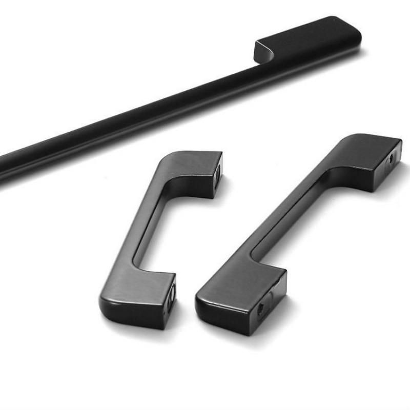 Modern Minimalist Black Aluminum Cabinet Pull Handle Wardrobe Kitchen Drawer Door Hardware