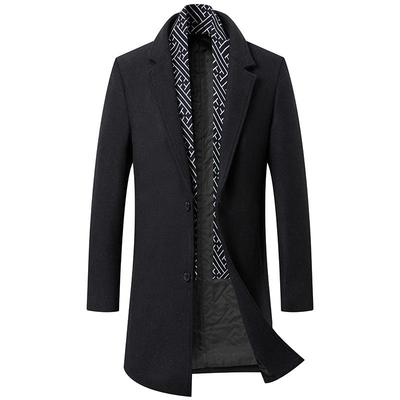 Autumn and Winter Wool Woolen Coat Men's Coat Fashion Scarf Medium and Long Woolen Coat Men's Coat