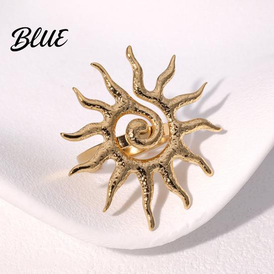 Index Finger Ring Middle Sun Pattern Open Adjustable Fit Women