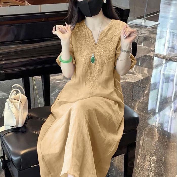 

Cotton-Linen Chinese Style Embroidered Dress - Summer 2025 Collection M