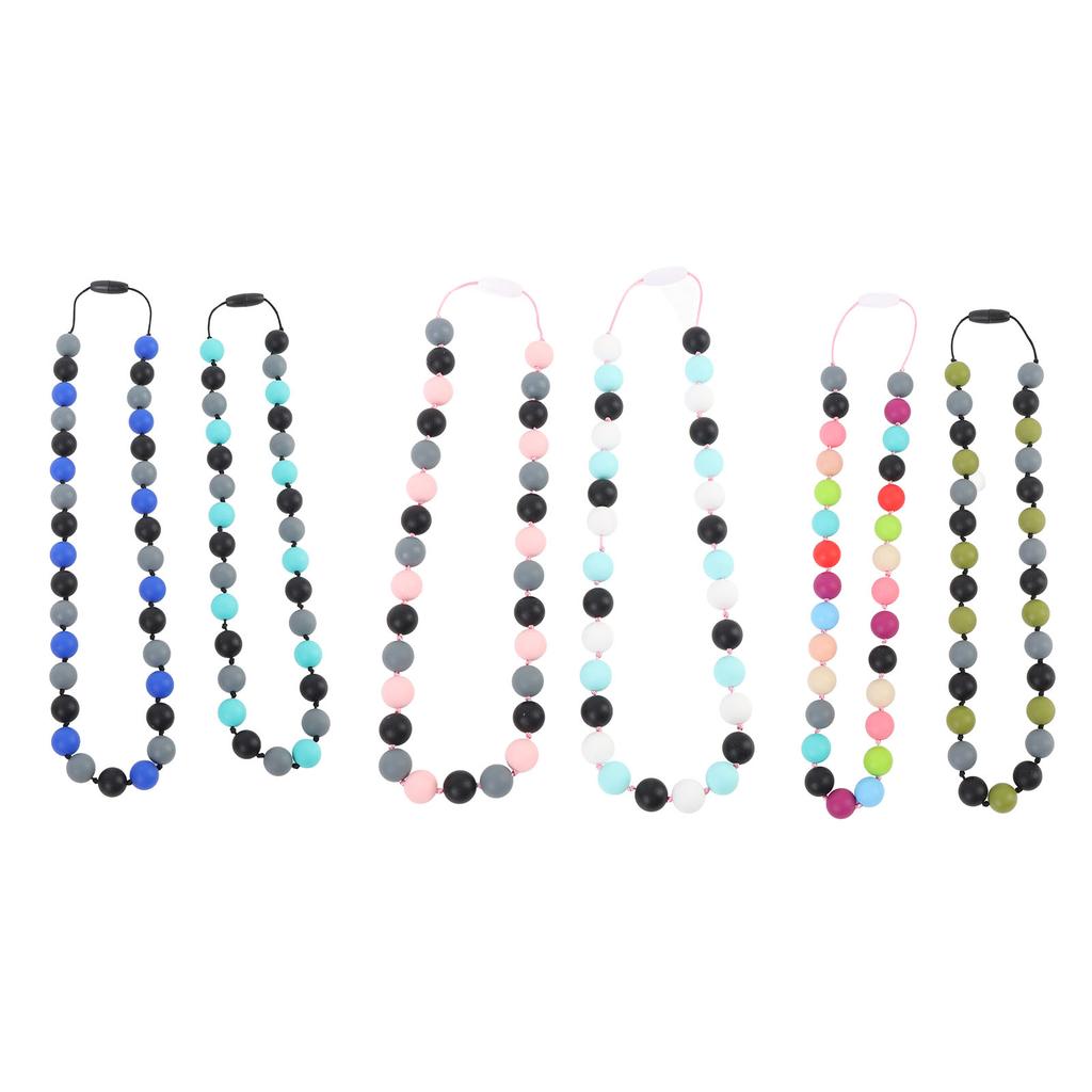 2pcs Silicone Sensory Necklace Set Adjustable Strap Stylish Soft Anti Slip Sensory Necklace for Kids