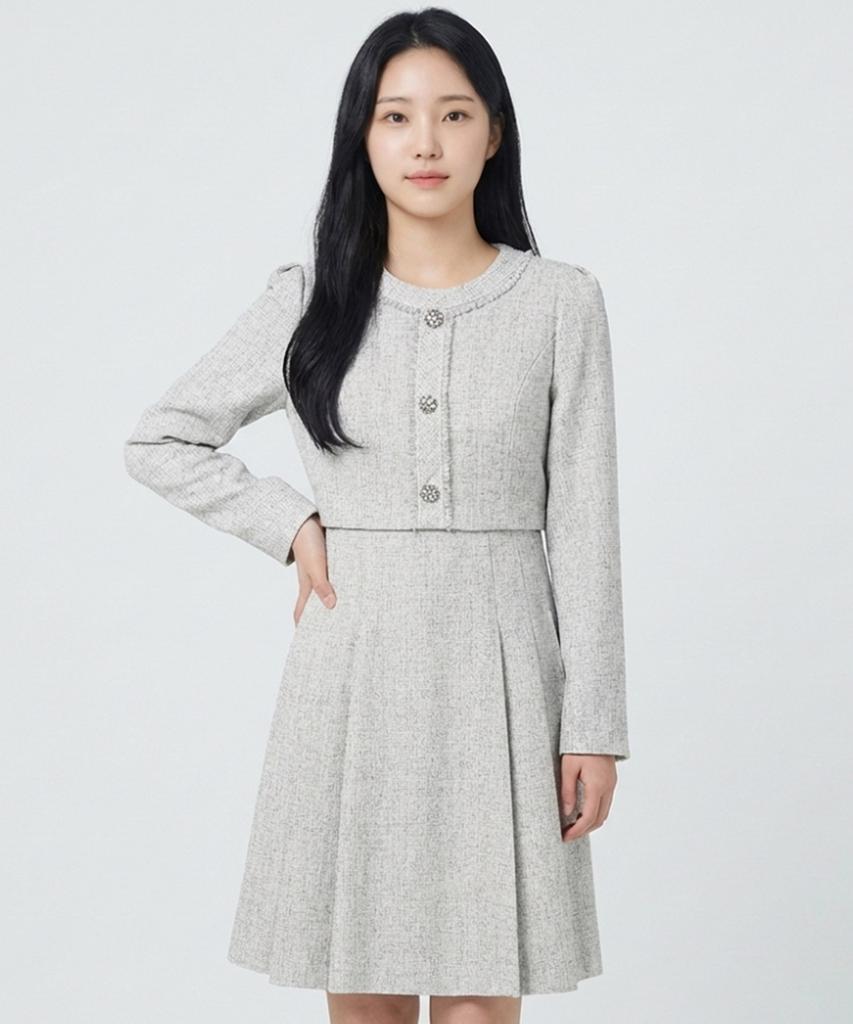ECOLEDEPARIS Round Neck Three-Button Dress_Rb33Woce34Z