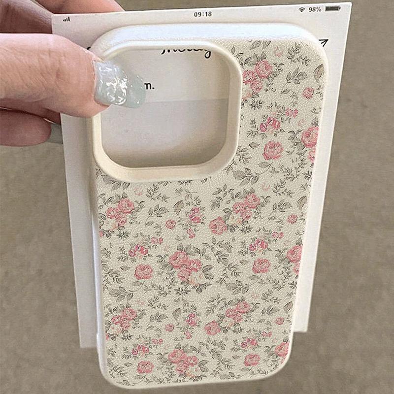 Vintage Floral Pattern Phone Case For iPhone 17 16 15 14 13 12 11 Pro Max XS X XR 16E 16 Plus 17 Air Shockproof Soft Lichi Cover