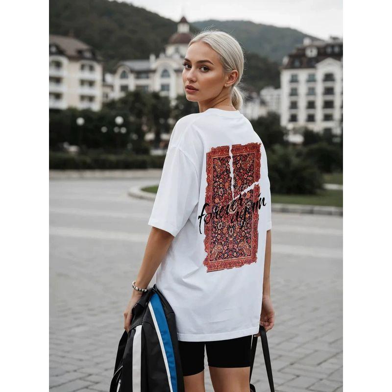New Letter Printed Top Western Style New Fashion Casual Loose Print Letters T-shirt Top