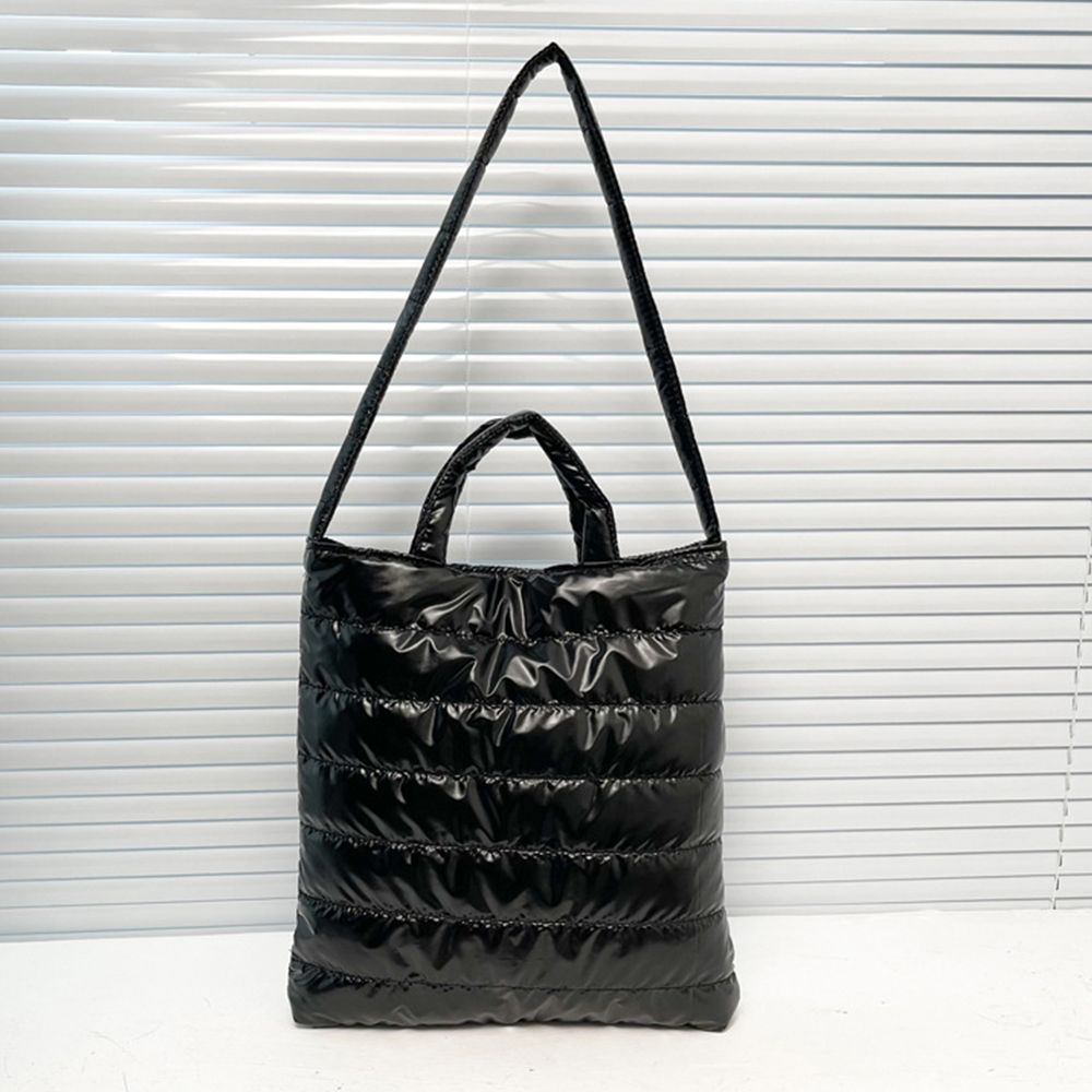 Winter Down Bag Quilted Space Cotton Handbags For Women Large Capacity Tote Bags Female Wide Strap Feather Padded Crossbody Bags