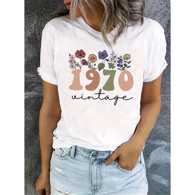 1970s Floral Print Vintage T-shirt XL