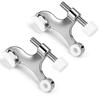 Hinged anti collision door stop 2 sets  adjustable heavy duty design silver white