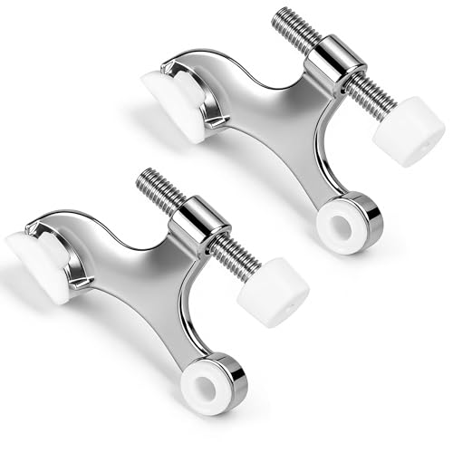 Hinged anti collision door stop 2 sets  adjustable heavy duty design silver white