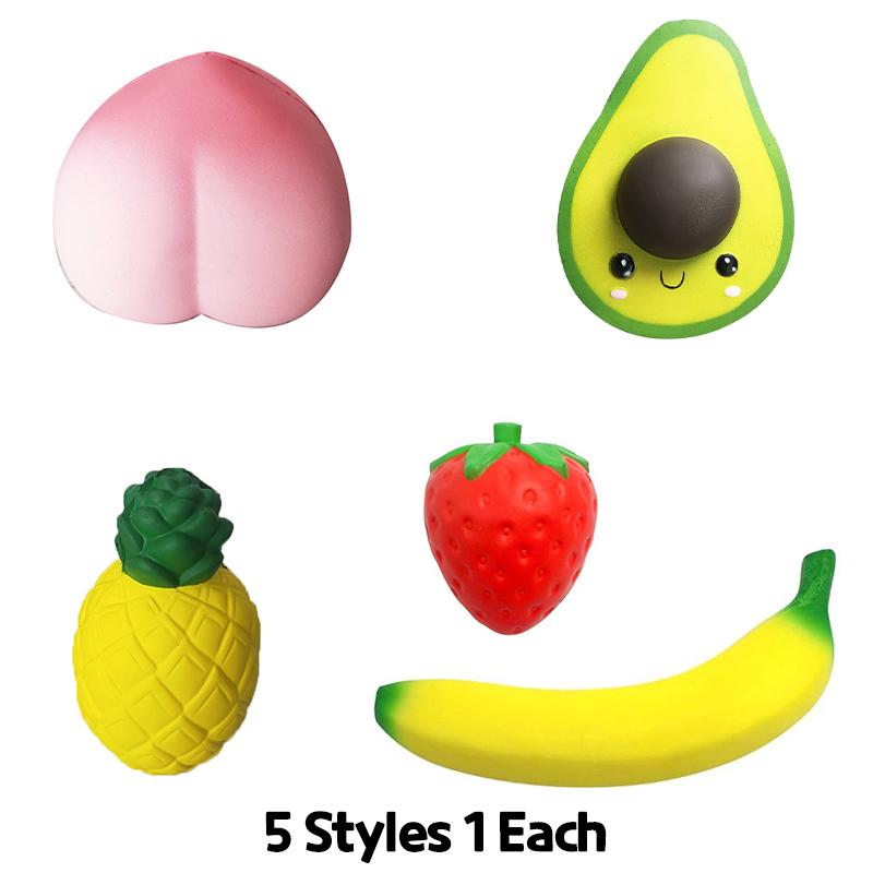 Miękkie Anty-Stresowe Owoce Brzoskwinie Banan Awokado Wolno Podnoszące Się Jumbo Kremowy Zapach Super Wolno Podnoszące Się Zabawki Anty-Stresowe Impreza
