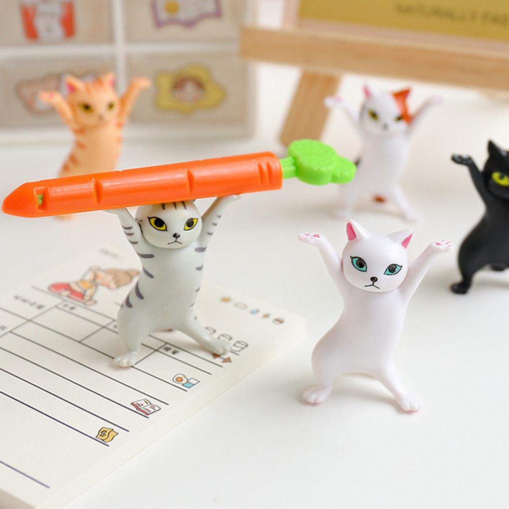 5pcs Dancing Cat Pen Holder Stand PVC Mini Desk Decor Cute Anime Figures Office Stationery Organizer for Students Gift
