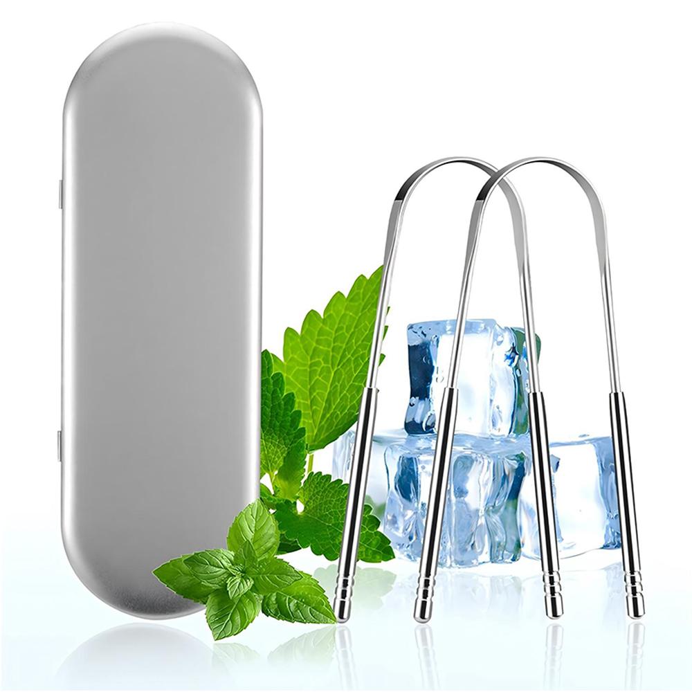 

Tongue Scraper for Adults and Children, Bad Breath Remedy, Tongue Scraper Included Practical Case, Stainless Steel Tongue Scraper, Pack of 2