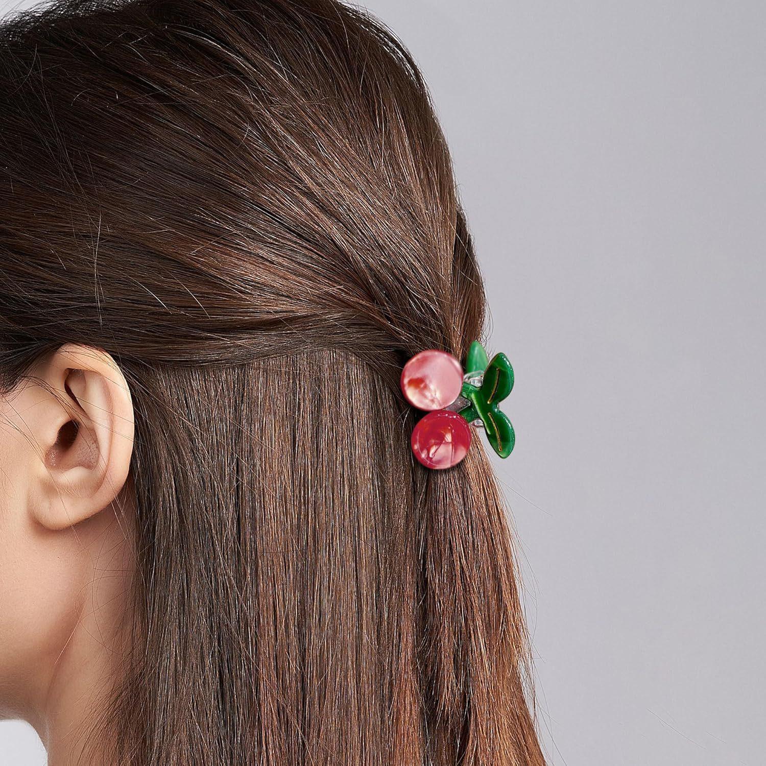 

1 шт. Мини-зажим-крабик из ацетата с вишней, заколка для челки, милая заколка для волос, ободок