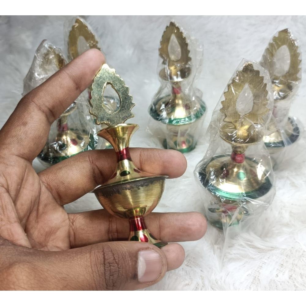 Antique And Handcrafted Brass Surmadani | Traditional Surma Holder & Applicator | Coloured Decorative Brass Bottle
