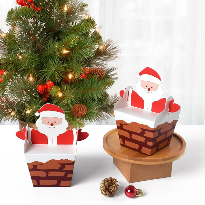 WTEMPO Cute Santa Claus Shaped Design Gift Boxes Christmas Mini Presents Packaging Boxes Creative Foldable DIY Paper Favor Boxes