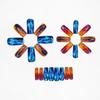 Red & Blue Flame Gradient Square False Nails – 2 Piece Set