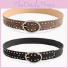 Leather Women Streetwear Rivets Belt With Alloy Metal Buckle For Daily Use