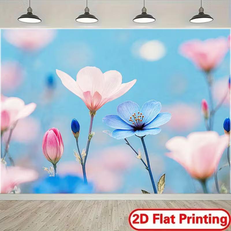 

2D Delicate Pink Blue Flower Banner for Bridal Shower & Party Decor 47.2x31.5inch/120*80cm
