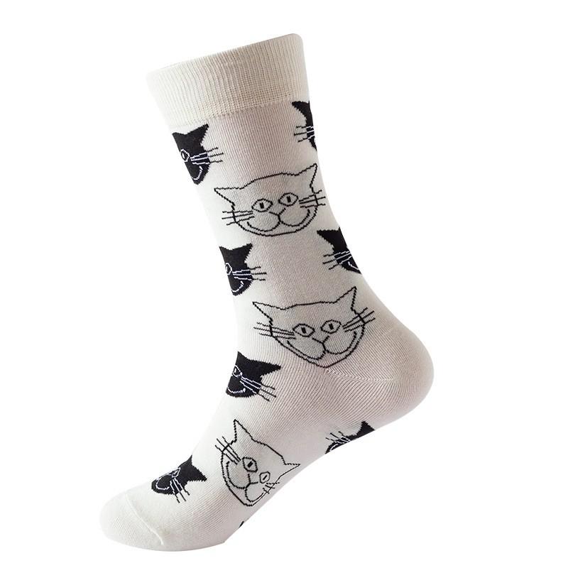 Mens Cotton Cartoon Animal Socks Mid-Calf Casual Trendy Youth Wear