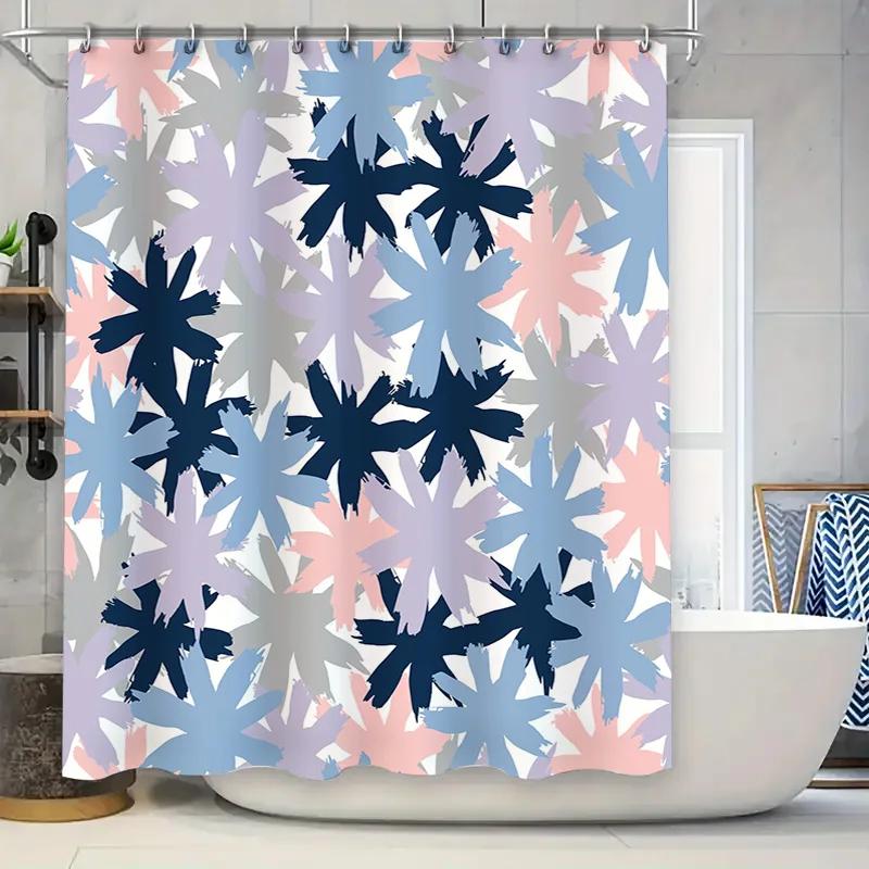 

Colorful Floral Shower Curtain Set Decorate Bathroom Modern Blue White Pink Navy Purple Bathtub Shower Room Hanging Fabric Water W60H190(CM)-1 Pcs