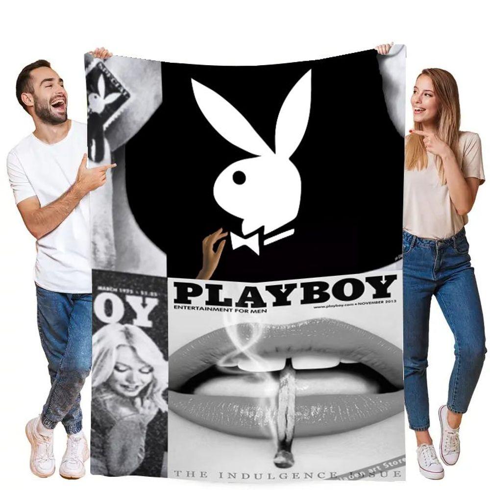Playboy Bunny Logo Themed Blanket - Soft and Cozy Throw Blanket Featuring Iconic Playboy Graphics, Perfect for Cozy Nights, Livi