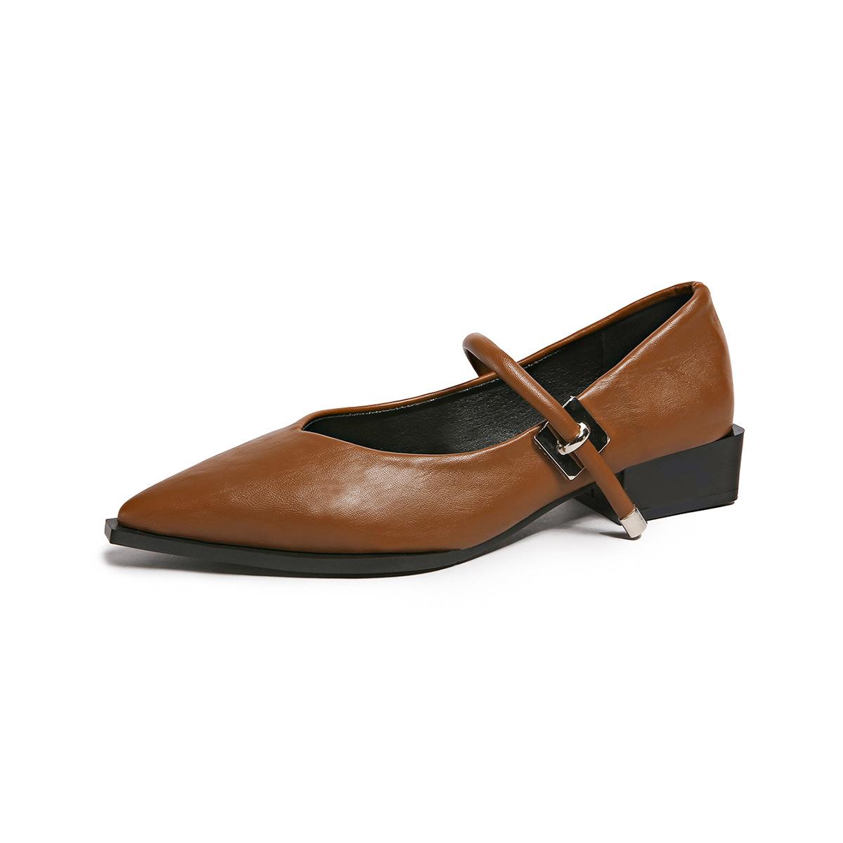 2026 Women s Shoes With Pointed Buckle  Thick Heel  And Low Heel 35