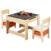 Kids Table and 2 Chairs Set, Toddler Table and Chair Set with Storage Space Under the Table, Cloth Storage Box Under the Chairs, Wooden Desk for Art,