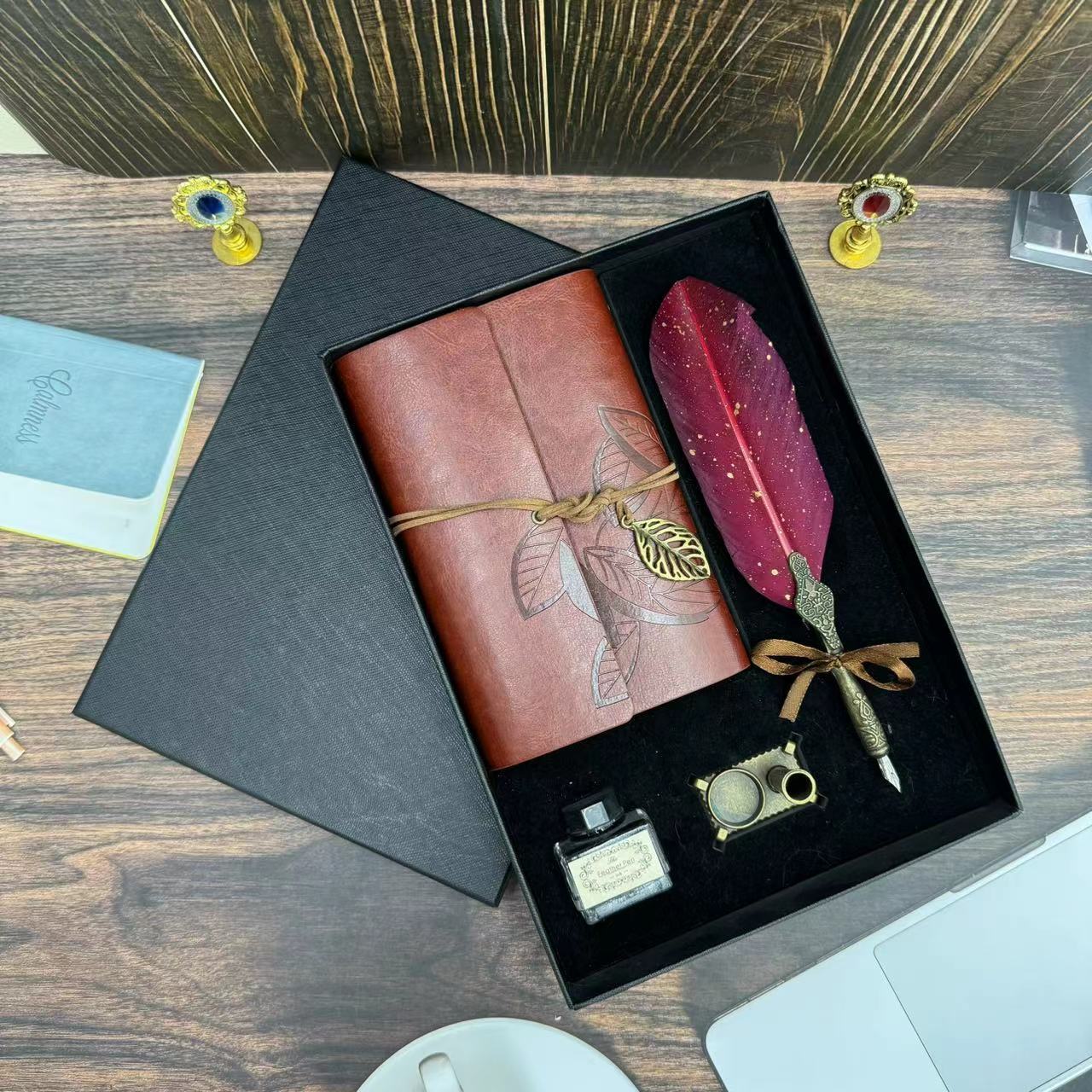 

Dipping Pen Retro Gold Sprinkler Quill Pen British Water Dipping Pen Gift Box Set 100 Optional Business Gifts 0.5mm бордовий