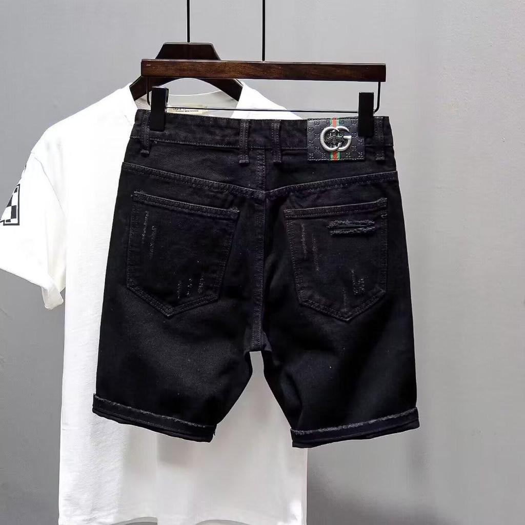 Summer Men's Casual Thin Ripped Denim Shorts