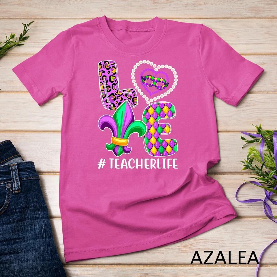 Funny Teacher Mardi Gras Family Matching Outfit T-Shirt Unisex T-shirt 2 XL