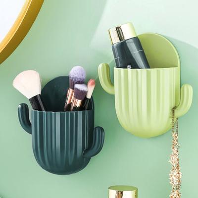 2-teiliger Make-up-Pinselhalter, gute Belüftung, Kaktusform, 2 Haken, Fernbedienung, Aufbewahrungseimer, täglicher Gebrauch