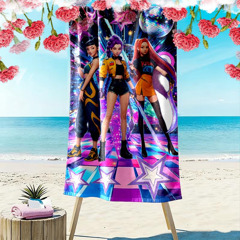 1 Stück Kpop Dämonenjäger Strandtuch, Weiches Strandtuch Geeignet für Strand Schwimmen, Outdoor Camping und Reisen
