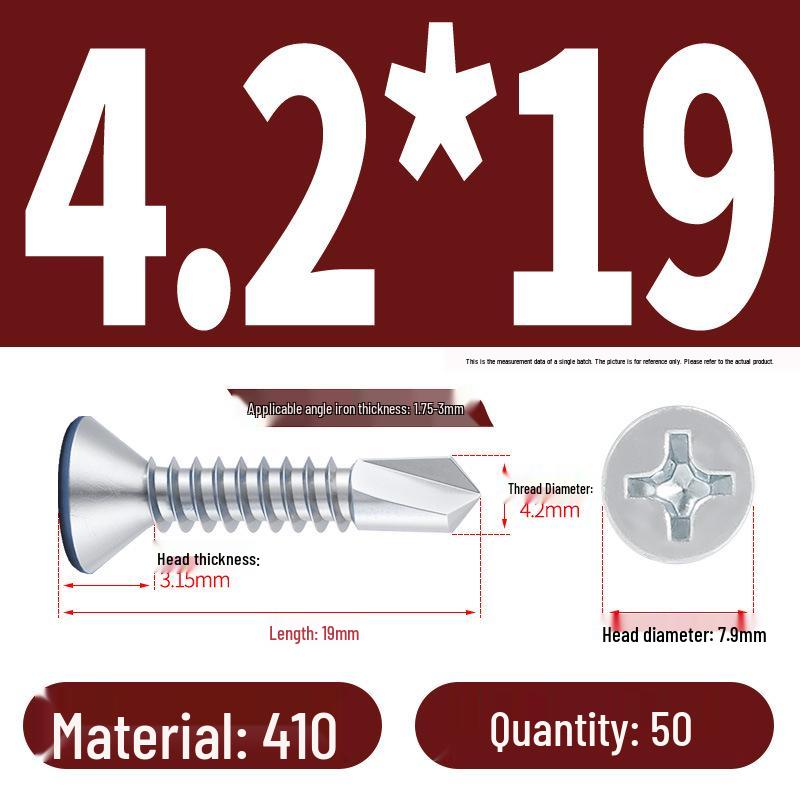 Phillips Flat Head Blue Zinc Plated Stainless Steel Self-Drilling & Self-Tapping Screws M3.9-M5.5