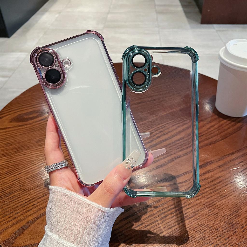 Applicable To IPhone 16 Electroplated Mobile Phone Case Apple 15 Promax Four Corner Airbag Anti-fall 13 Silicone Protective Case 14
