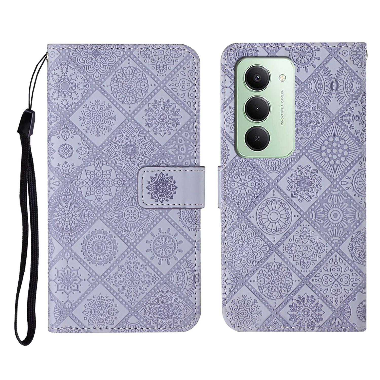 

For Xiaomi Redmi 15 4G (EU) (171mm) Case Leather Case Ethnic Style Wallet Phone Cover with Strap